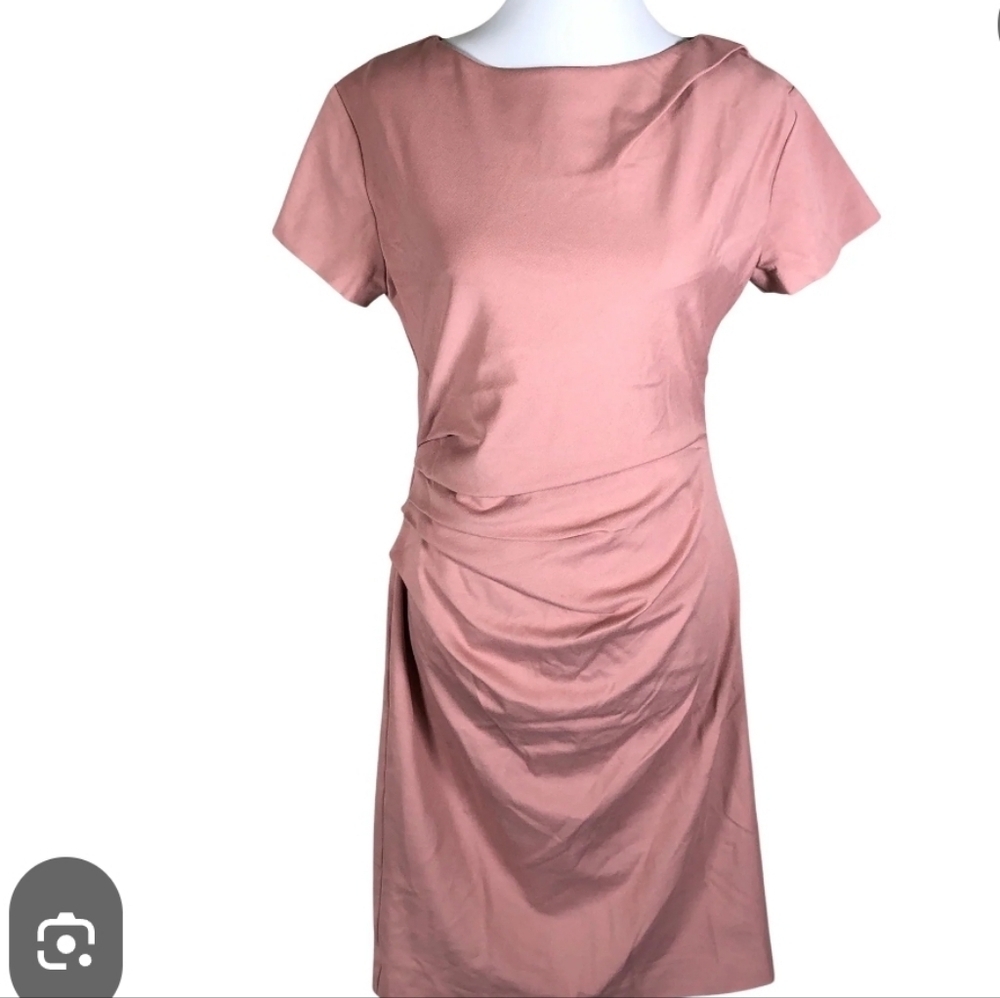 NWT Donna Morgan Faux Leather Ruched Cocktail/Party Dress